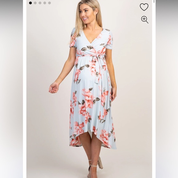 Pinkblush | Dresses | Light Blue Floral Hilow Maternity Wrap Dress ...